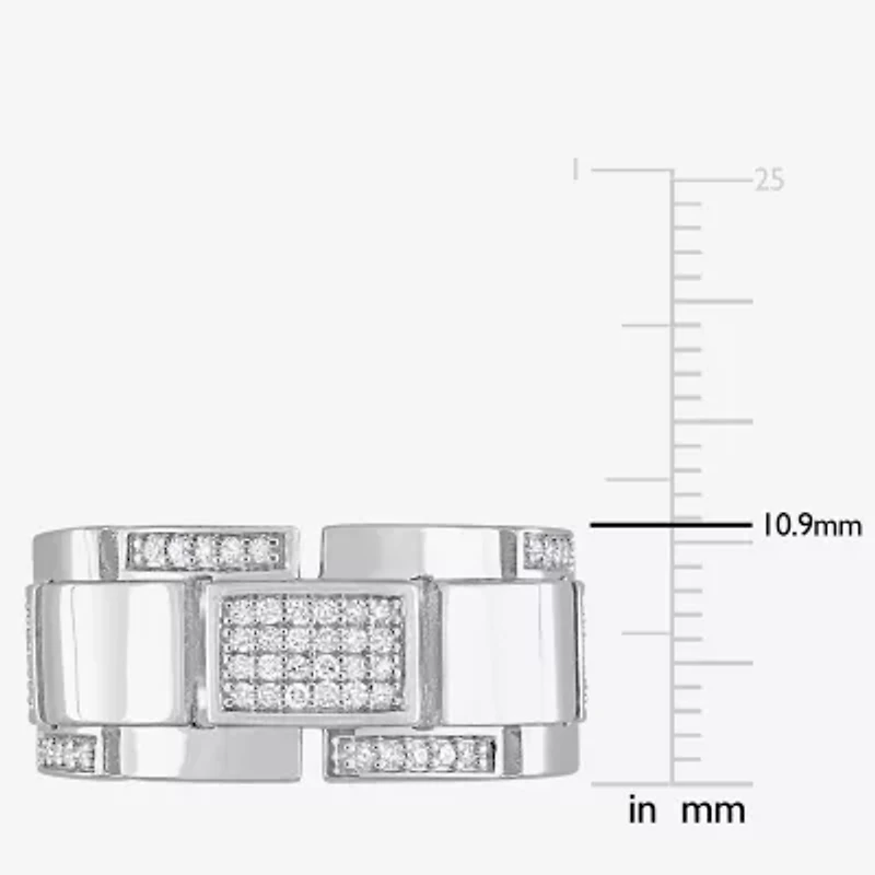 Mens 1/ CT. T.W. Natural White Diamond Sterling Silver Fashion Ring