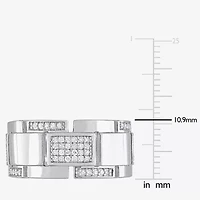 Mens 1/ CT. T.W. Natural White Diamond Sterling Silver Fashion Ring