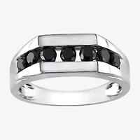 Mens 1 CT. T.W. Natural Black Diamond Sterling Silver Fashion Ring