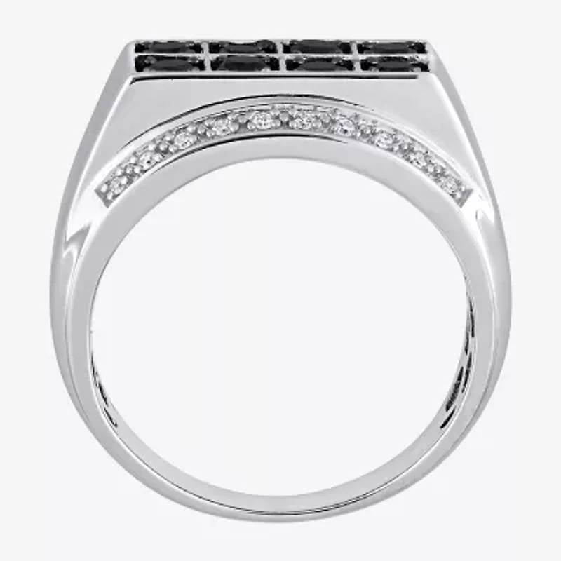 Mens 1 CT. T.W. Natural Black Diamond Sterling Silver Fashion Ring