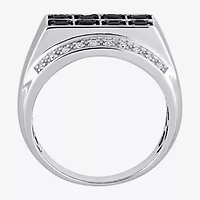 Mens 1 CT. T.W. Natural Black Diamond Sterling Silver Fashion Ring