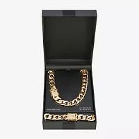 Mens Cubic Zirconia Stainless Steel 2-pc. Jewelry Set