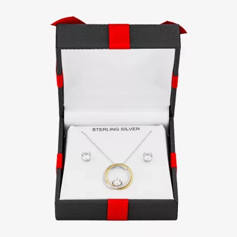 DiamonArt® White Cubic Zirconia 14K Gold Over Silver Round 2-pc. Jewelry Set