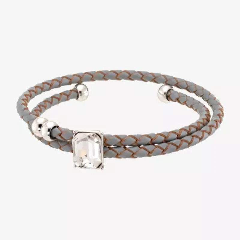 Sparkle Allure Coil Womens Blue Crystal Pure Silver Over Brass Wrap Bracelet
