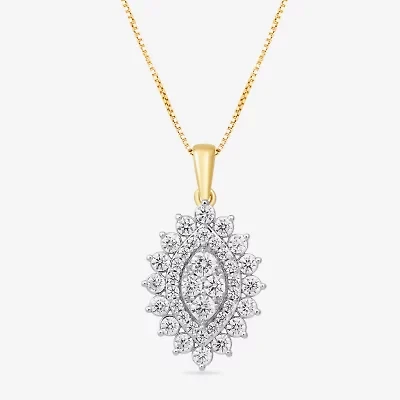 Diamond Blossom Womens 1 CT. T.W. Lab Grown White Diamond 10K Gold 18 Inch Pendant Necklace