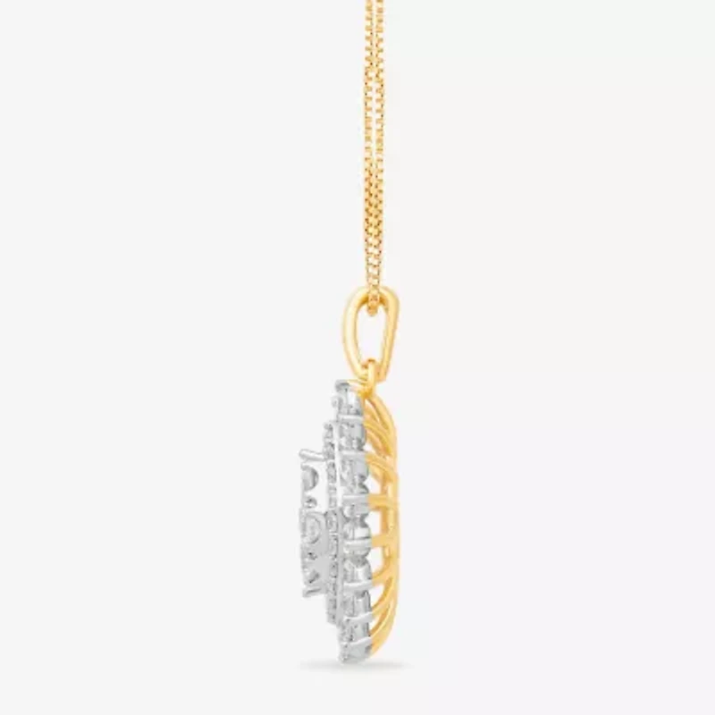 Diamond Blossom Womens 1 CT. T.W. Lab Grown White Diamond 10K Gold 18 Inch Pendant Necklace
