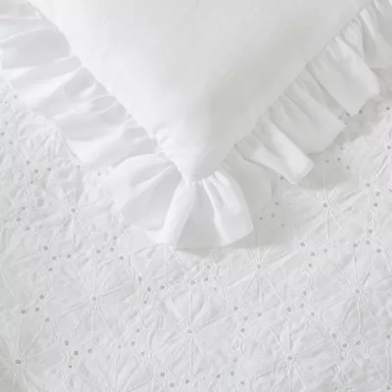 Laura Ashley Eyelet Ruffle Midweight Comforter Set