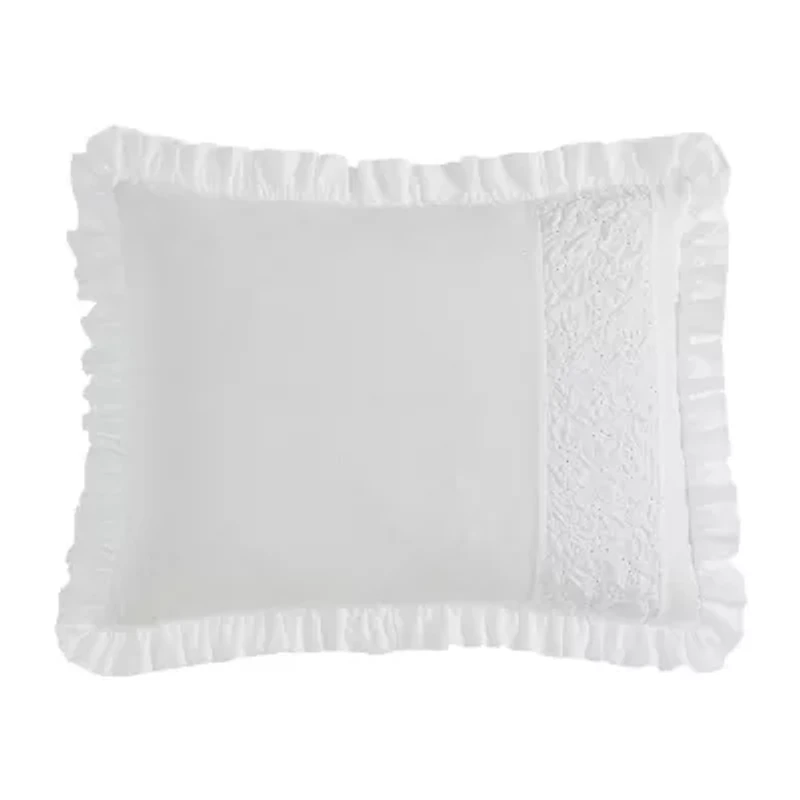 Laura Ashley Eyelet Ruffle Midweight Comforter Set