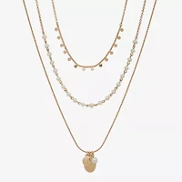 a.n.a Gold Tone Womens White 16 Inch Strand Necklace