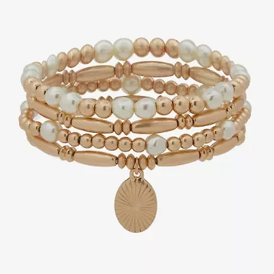a.n.a Gold Tone Charm Stretch Womens 4-pc. Bracelet Set