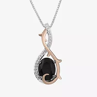 Enchanted Disney Fine Jewelry Villains Womens Diamond Accent Genuine Black Onyx 14K Rose Gold Over Silver Sterling Silver Oval 18 Inch Pendant Necklace
