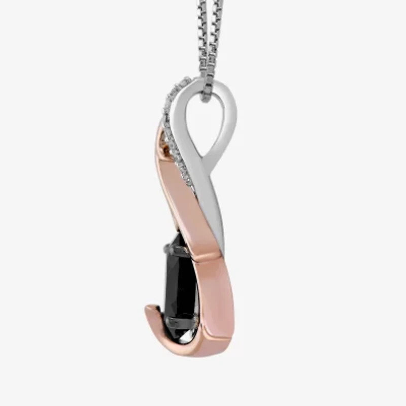 Enchanted Disney Fine Jewelry Villains Womens Diamond Accent Genuine Black Onyx 14K Rose Gold Over Silver Sterling Silver Oval 18 Inch Pendant Necklace