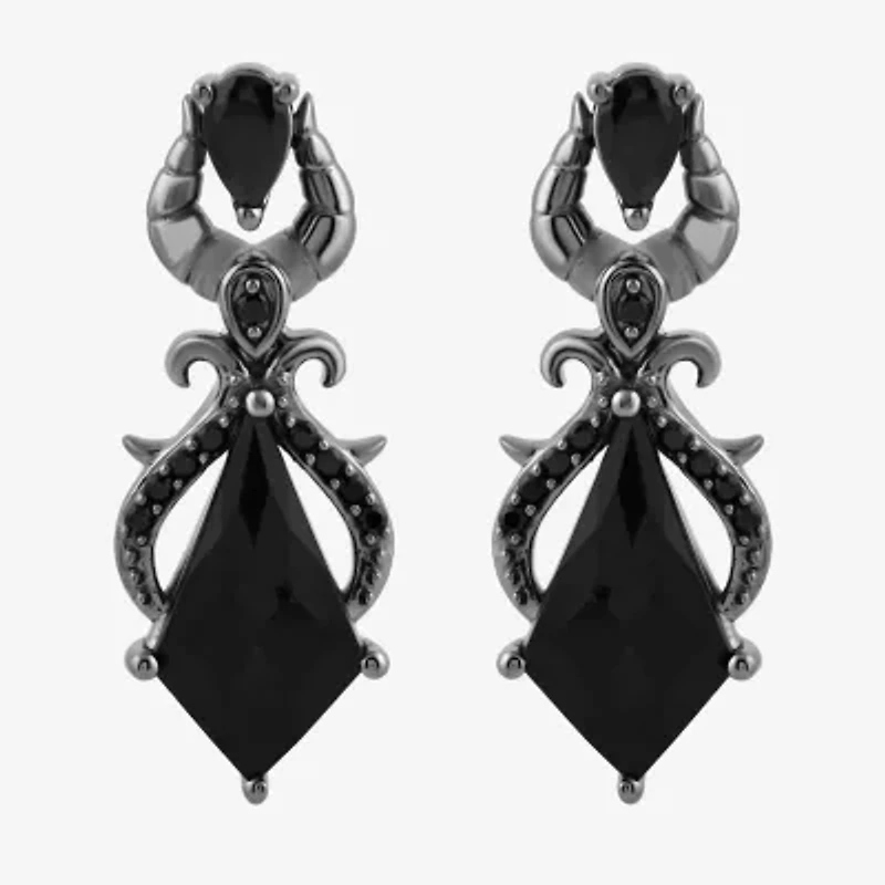 Enchanted Disney Fine Jewelry Villains Womens 1/6 CT. T.W. Natural Black Diamond Sterling Silver Maleficent Sleeping Beauty Drop Earrings