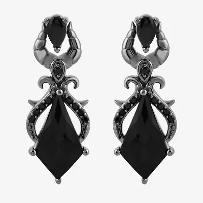 Enchanted Disney Fine Jewelry Villains Womens 1/6 CT. T.W. Natural Black Diamond Sterling Silver Maleficent Sleeping Beauty Drop Earrings