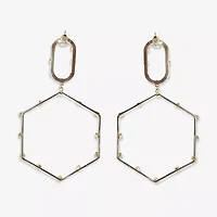 Bijoux Bar Gold Tone Hexagon Womens Drop Earrings