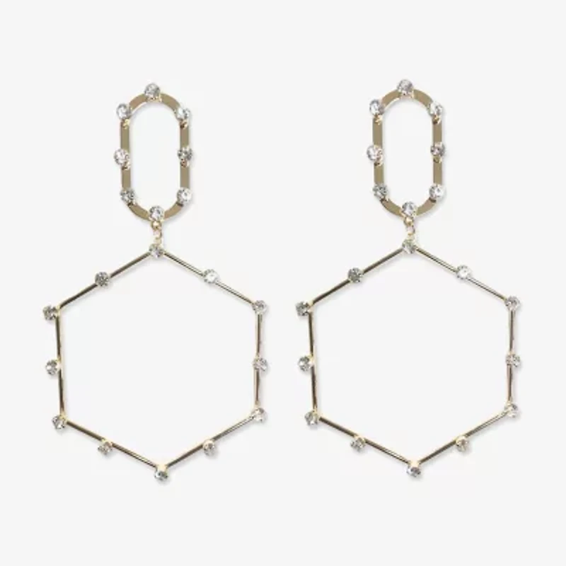 Bijoux Bar Gold Tone Hexagon Womens Drop Earrings