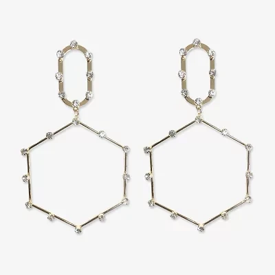 Bijoux Bar Gold Tone Hexagon Womens Drop Earrings