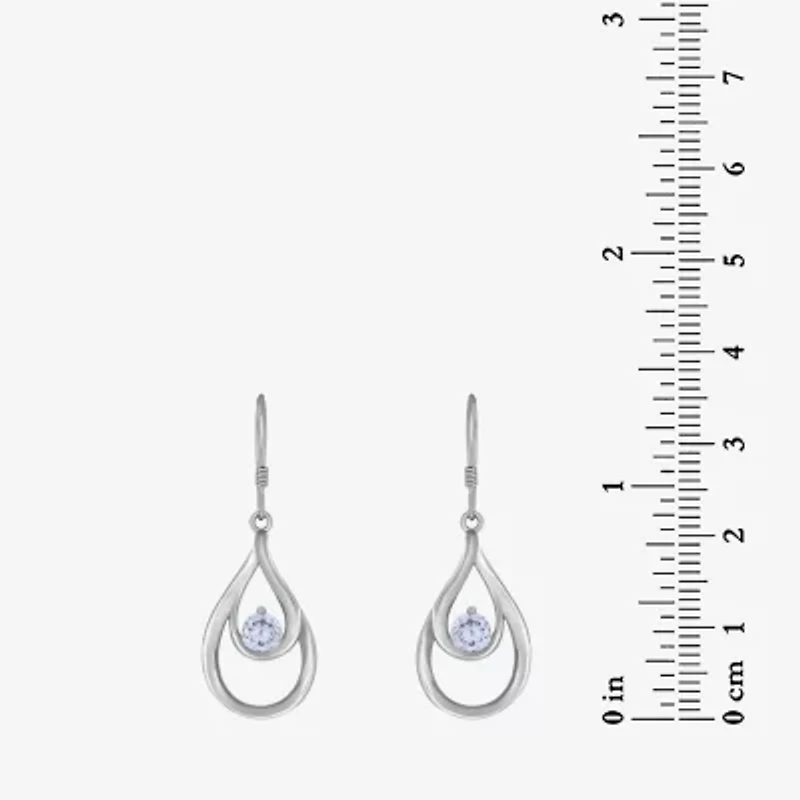 Sterling Silver Cubic Zirconia Teardrop Earrings      