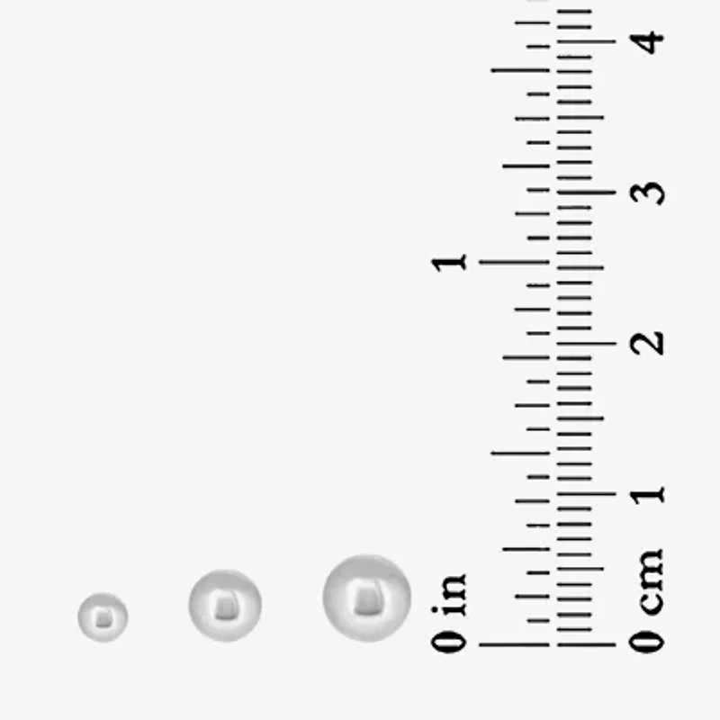 Womens White Crystal Sterling Silver Ball 6 Pair Earring Set