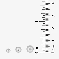 Womens White Crystal Sterling Silver Ball 6 Pair Earring Set