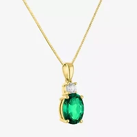 Gemstone 10K Gold Oval Pendant Necklace
