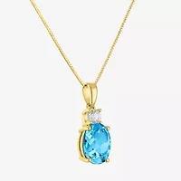 Gemstone 10K Gold Oval Pendant Necklace