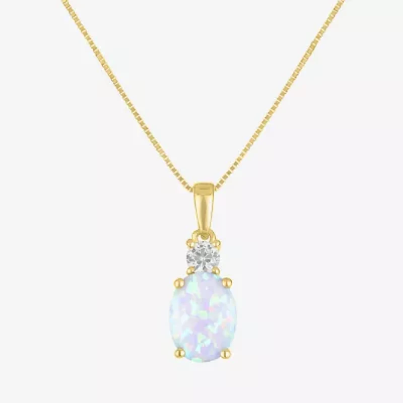 Gemstone 10K Gold Oval Pendant Necklace