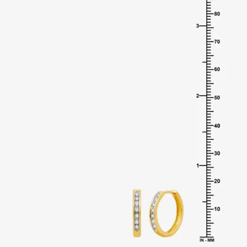 Womens 1/6 CT. T.W. Natural White Diamond 10K Gold 16.3mm Hoop Earrings
