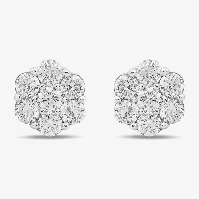 Diamond Blossom 1/4 CT. T.W. Lab Grown White 10K or Yellow Gold 5.2mm Flower Stud Earrings