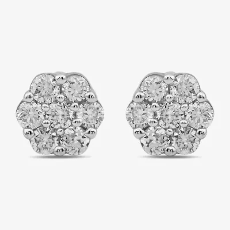 Diamond Blossom 1/10 CT. T.W. Lab Grown White 10K Gold 3.7mm Flower Stud Earrings
