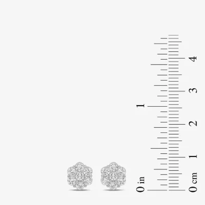 Diamond Blossom 1 CT. T.W. Lab Grown White 10K or Yellow Gold 8.2mm Flower Stud Earrings