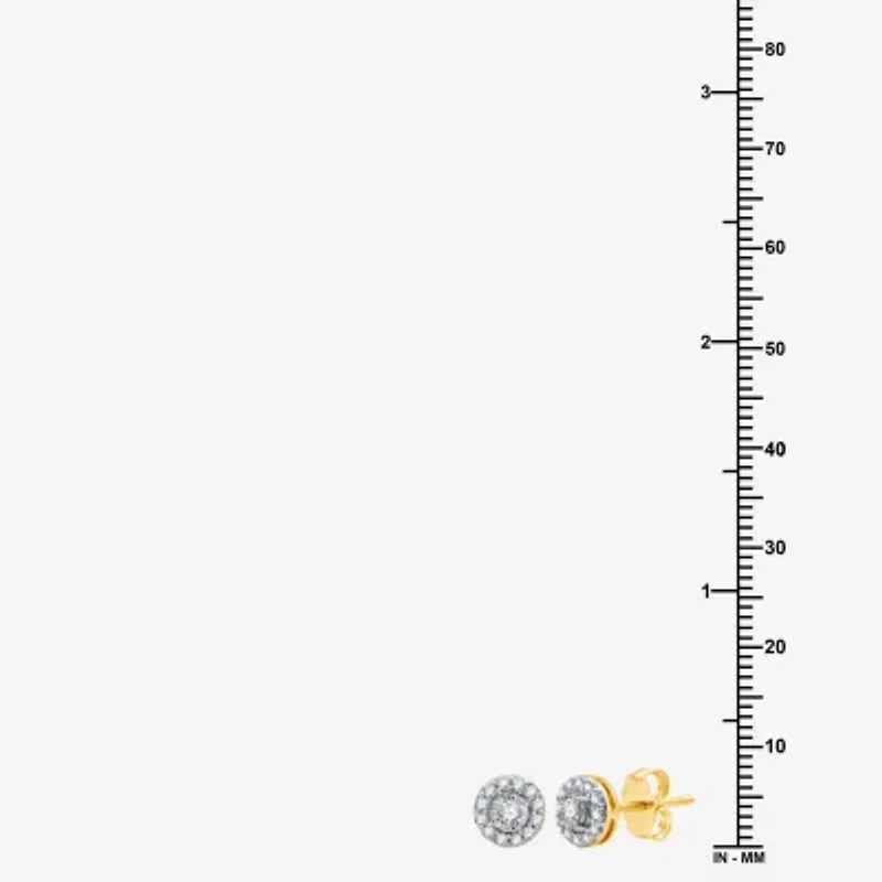3/8 CT. T.W. Natural White Diamond 10K Gold 7.2mm Round Stud Earrings
