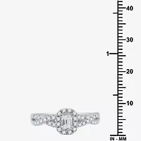 I Said Yes (H-I / I1) Womens 1/2 CT. T.W. Lab Grown White Diamond Sterling Silver or 14K Gold Over Side Stone Halo Engagement Ring