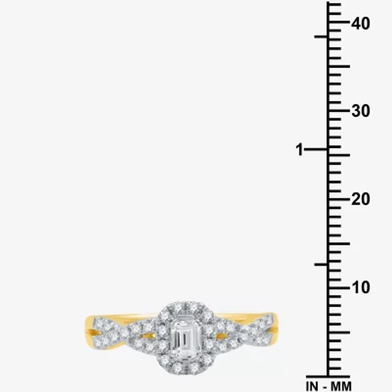 I Said Yes (H-I / I1) Womens 1/2 CT. T.W. Lab Grown White Diamond Sterling Silver or 14K Gold Over Side Stone Halo Engagement Ring