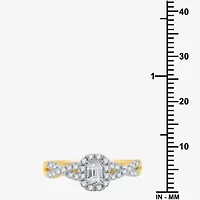 I Said Yes (H-I / I1) Womens 1/2 CT. T.W. Lab Grown White Diamond Sterling Silver or 14K Gold Over Side Stone Halo Engagement Ring