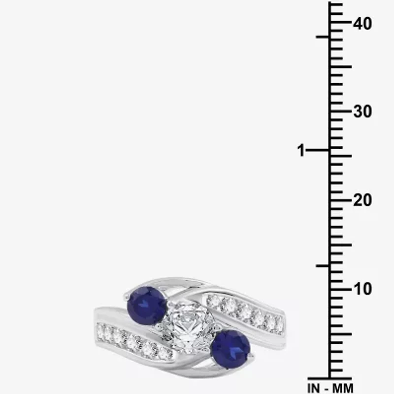 I Said Yes (H-I / I1) Womens 1 CT. T.W. Lab Grown White Diamond Sterling Silver Round Side Stone Engagement Ring