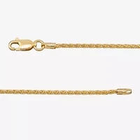 Made in Italy Womens 24K Gold Over Silver 18 Inch Wheat Chain Necklace