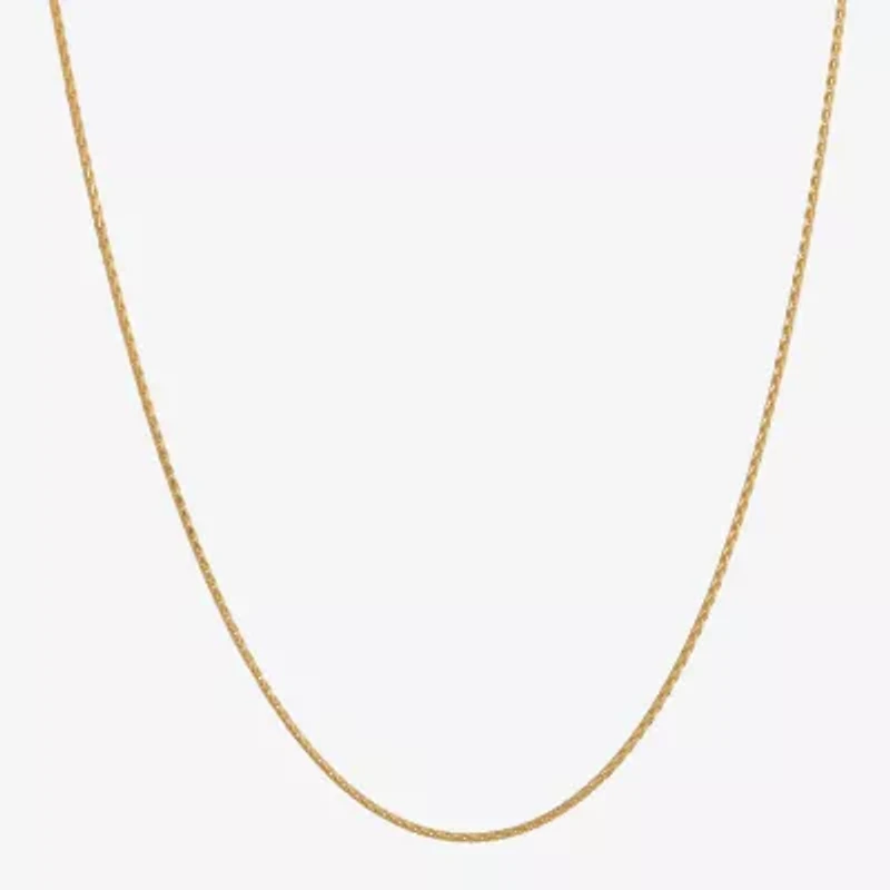 Made in Italy Womens 24K Gold Over Silver 18 Inch Wheat Chain Necklace