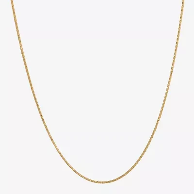 Made in Italy Womens 24K Gold Over Silver 18 Inch Wheat Chain Necklace
