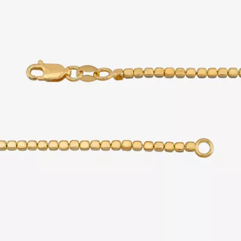 Made in Italy Womens 24K Gold Over Silver 7.5 Inch Semisolid Link Chain Bracelet
