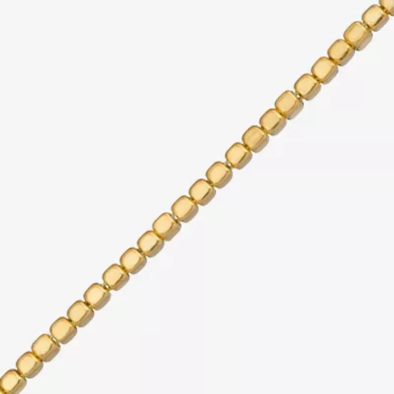 Made in Italy Womens 24K Gold Over Silver 7.5 Inch Semisolid Link Chain Bracelet