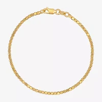 Made in Italy Womens 24K Gold Over Silver 7.5 Inch Semisolid Link Chain Bracelet