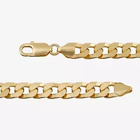 Made in Italy Mens 24K Gold Over Silver 8 1/2 Inch Solid Curb Chain Bracelet