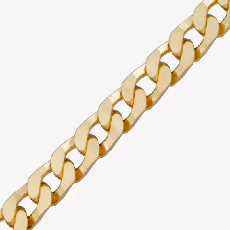 Made in Italy Mens 24K Gold Over Silver 8 1/2 Inch Solid Curb Chain Bracelet