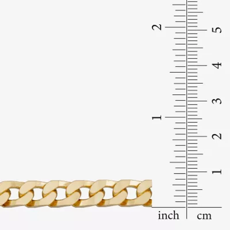 Made in Italy Mens 24K Gold Over Silver 8 1/2 Inch Solid Curb Chain Bracelet