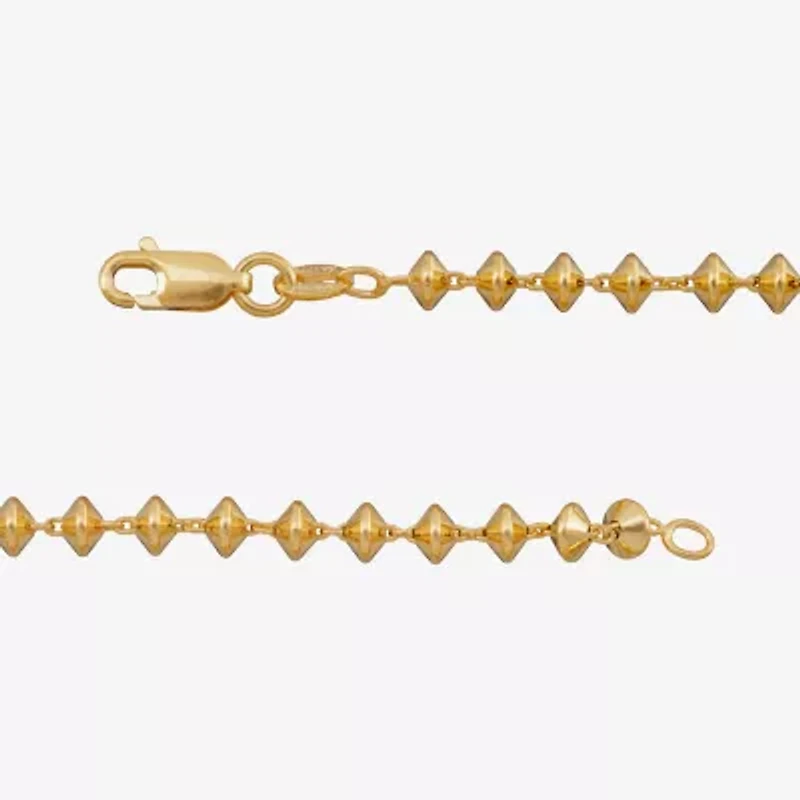 Made in Italy Womens 24K Gold Over Silver 9 Inch Solid Link Ankle Bracelet