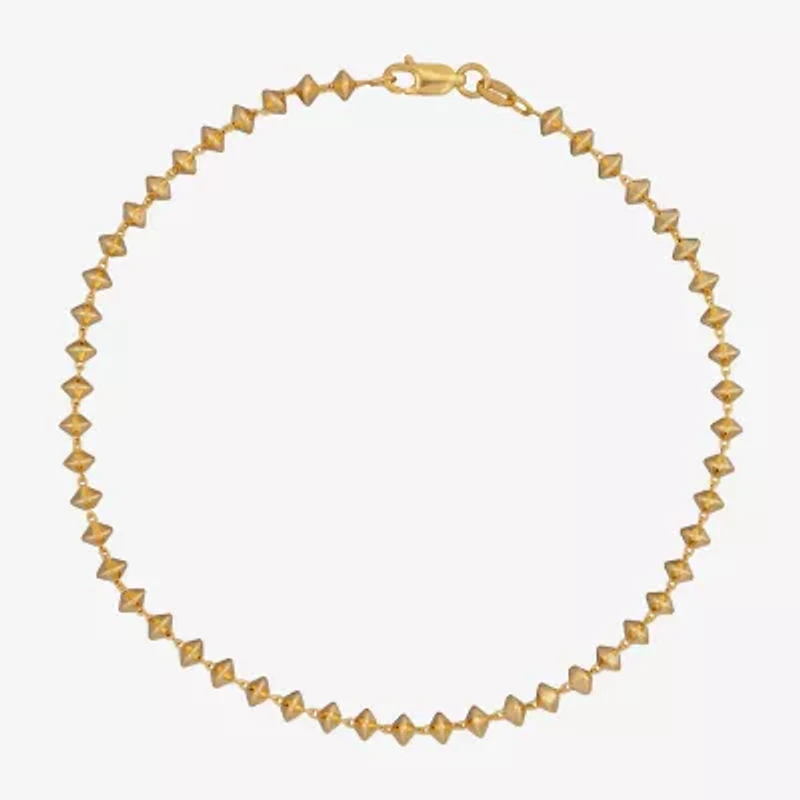 Made in Italy Womens 24K Gold Over Silver 9 Inch Solid Link Ankle Bracelet