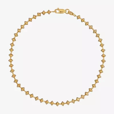 Made in Italy Womens 24K Gold Over Silver 9 Inch Solid Link Ankle Bracelet