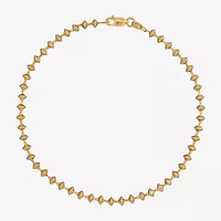 Made in Italy Womens 24K Gold Over Silver 9 Inch Solid Link Ankle Bracelet