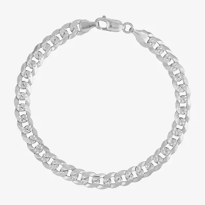 Made in Italy Mens Sterling Silver 8 1/2 Inch Solid Curb Chain Bracelet